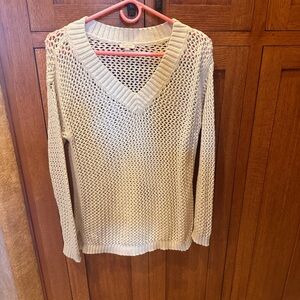 Talbots Women's Cream V-Neck Sweater